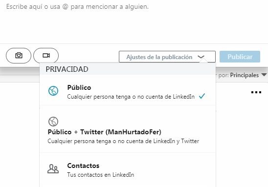 Engagement en LinkedIn - Ajustes de la publicación